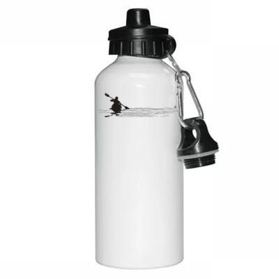 Kayaking Graphic Kayak Silhouette Kayaker Canoe Paddling Aluminum Water Bottle