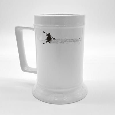 Kayaking Graphic Kayak Silhouette Kayaker Canoe Paddling Beer Stein