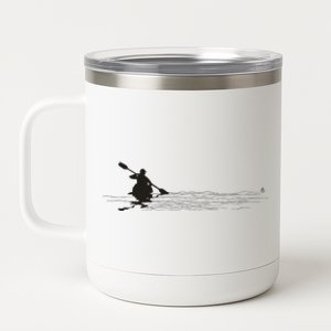 Kayaking Graphic Kayak Silhouette Kayaker Canoe Paddling 12 oz Stainless Steel Tumbler Cup