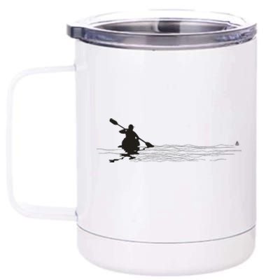 Kayaking Graphic Kayak Silhouette Kayaker Canoe Paddling 12 oz Stainless Steel Tumbler Cup