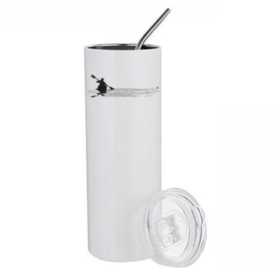 Kayaking Graphic Kayak Silhouette Kayaker Canoe Paddling Stainless Steel Tumbler