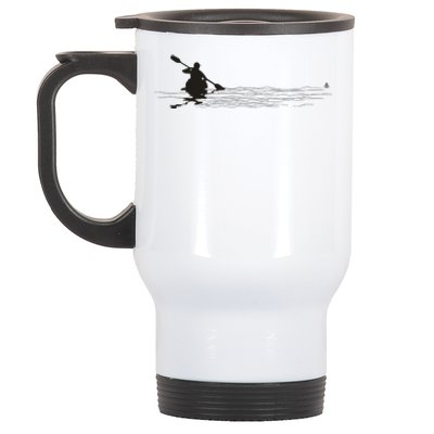 Kayaking Graphic Kayak Silhouette Kayaker Canoe Paddling Stainless Steel Travel Mug