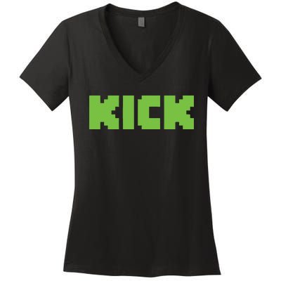 Kick Green Women's V-Neck T-Shirt