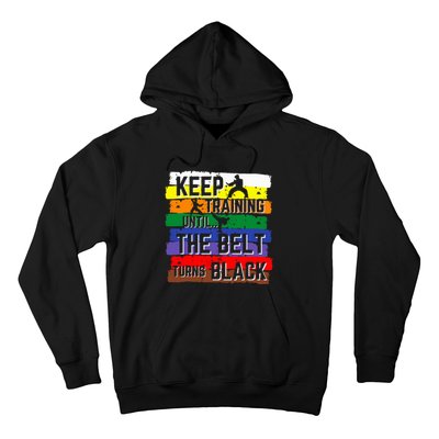 Karate Gifts Keep Training Until The Belt Turns Black Hoodie