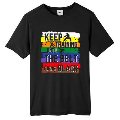 Karate Gifts Keep Training Until The Belt Turns Black Tall Fusion ChromaSoft Performance T-Shirt