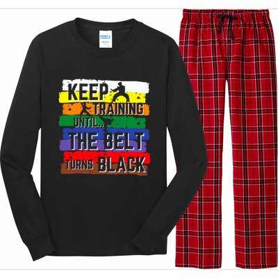 Karate Gifts Keep Training Until The Belt Turns Black Long Sleeve Pajama Set