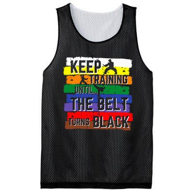 Karate Gifts Keep Training Until The Belt Turns Black Mesh Reversible Basketball Jersey Tank