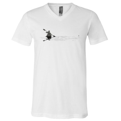 Kayaking Graphic Kayak Figure Kayaker Canoe Paddling V-Neck T-Shirt