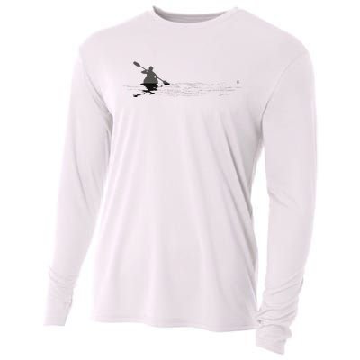 Kayaking Graphic Kayak Figure Kayaker Canoe Paddling Cooling Performance Long Sleeve Crew