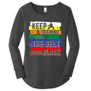 Karate Gifts Keep Training Until The Belt Turns Black Girl Women's Perfect Tri Tunic Long Sleeve Shirt