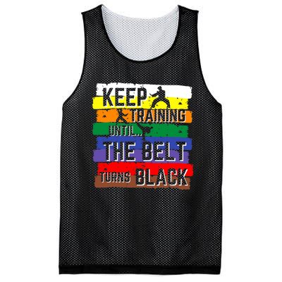 Karate Gifts Keep Training Until The Belt Turns Black Girl Mesh Reversible Basketball Jersey Tank