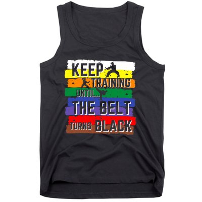 Karate Gifts Keep Training Until The Belt Turns Black Girl Tank Top