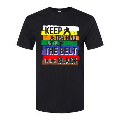 Karate Gifts Keep Training Until The Belt Turns Black Girl Softstyle CVC T-Shirt