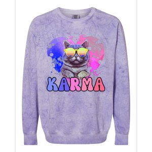 Karma Groovy Letters Pink Concert Colorblast Crewneck Sweatshirt