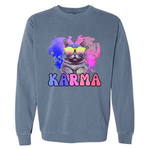 Karma Groovy Letters Pink Concert Garment-Dyed Sweatshirt