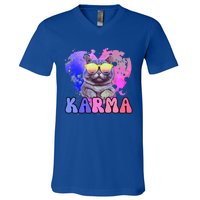 Karma Groovy Letters Pink Concert V-Neck T-Shirt