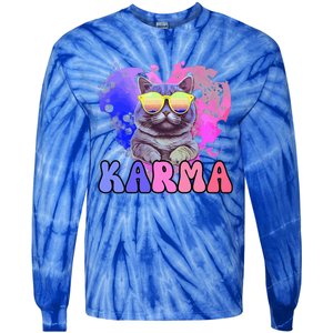 Karma Groovy Letters Pink Concert Tie-Dye Long Sleeve Shirt