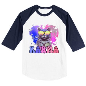 Karma Groovy Letters Pink Concert Baseball Sleeve Shirt