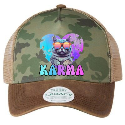 Karma Groovy Letters Concert Summer Funny Heart Cat Lover Legacy Tie Dye Trucker Hat