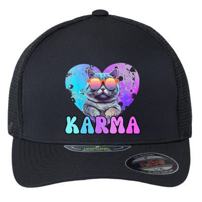 Karma Groovy Letters Concert Summer Funny Heart Cat Lover Flexfit Unipanel Trucker Cap