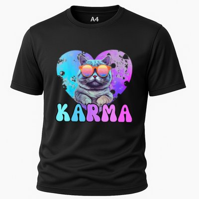 Karma Groovy Letters Concert Summer Funny Heart Cat Lover Performance Shirt