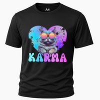 Karma Groovy Letters Concert Summer Funny Heart Cat Lover Cooling Performance Crew T-Shirt
