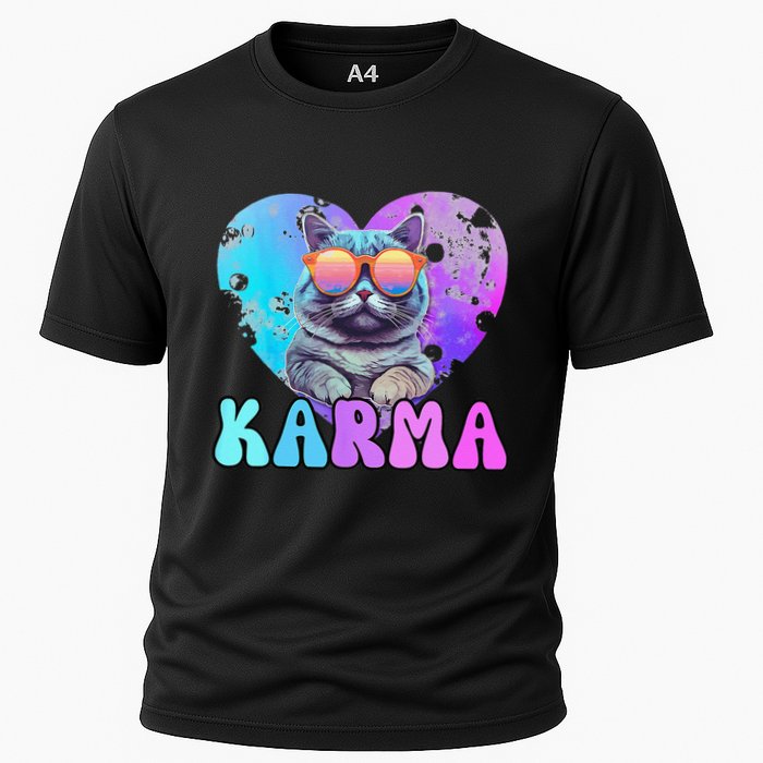 Karma Groovy Letters Concert Summer Funny Heart Cat Lover Cooling Performance Crew T-Shirt