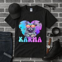 Karma Groovy Letters Concert Summer Funny Heart Cat Lover Tall T-Shirt