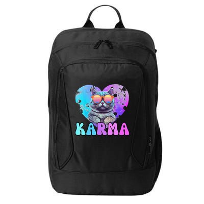 Karma Groovy Letters Concert Summer Funny Heart Cat Lover City Backpack