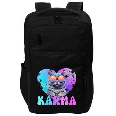 Karma Groovy Letters Concert Summer Funny Heart Cat Lover Impact Tech Backpack