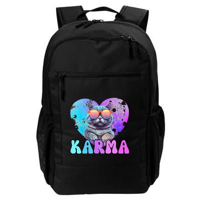 Karma Groovy Letters Concert Summer Funny Heart Cat Lover Backpack