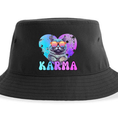 Karma Groovy Letters Concert Summer Funny Heart Cat Lover Sustainable Bucket Hat