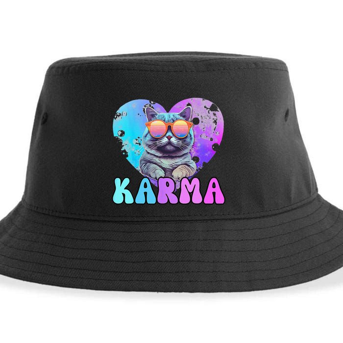 Karma Groovy Letters Concert Summer Funny Heart Cat Lover Sustainable Bucket Hat