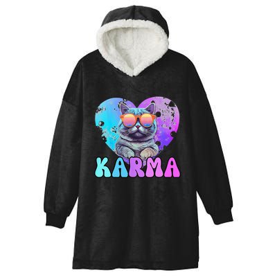 Karma Groovy Letters Concert Summer Funny Heart Cat Lover Hooded Wearable Blanket