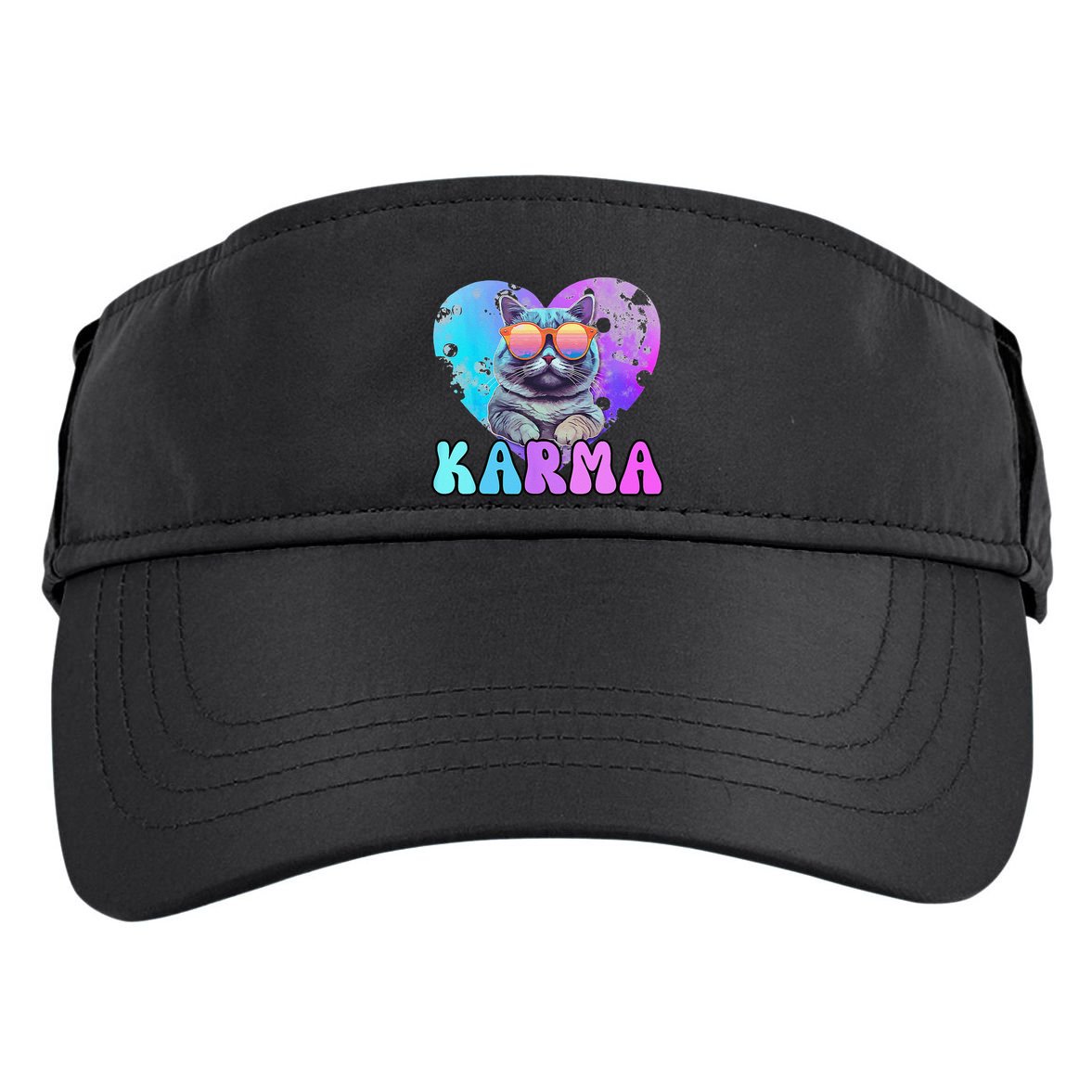 Karma Groovy Letters Concert Summer Funny Heart Cat Lover Adult Drive Performance Visor