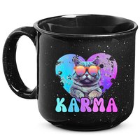 Karma Groovy Letters Concert Summer Funny Heart Cat Lover 15oz Campfire Ceramic Mug