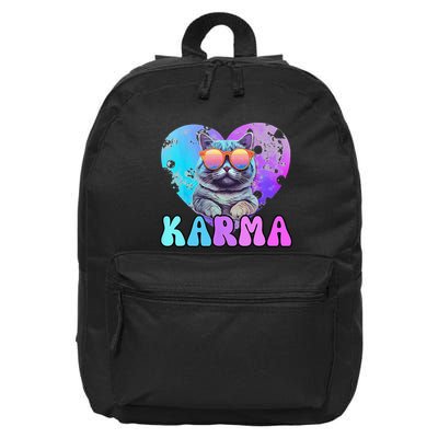 Karma Groovy Letters Concert Summer Funny Heart Cat Lover 16 in Basic Backpack