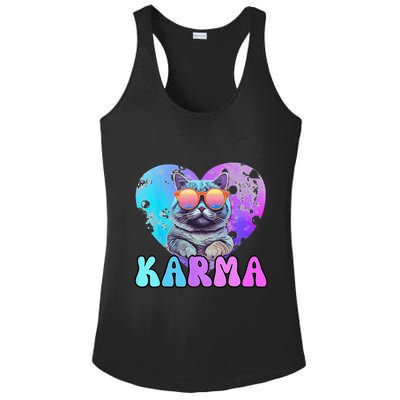Karma Groovy Letters Concert Summer Funny Heart Cat Lover Ladies PosiCharge Competitor Racerback Tank