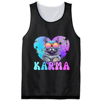 Karma Groovy Letters Concert Summer Funny Heart Cat Lover Mesh Reversible Basketball Jersey Tank