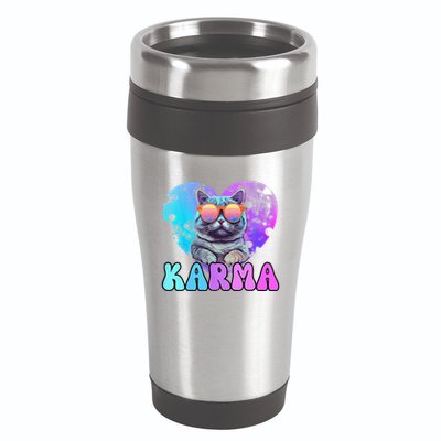 Karma Groovy Letters Concert Summer Funny Heart Cat Lover 16oz Travel Tumbler