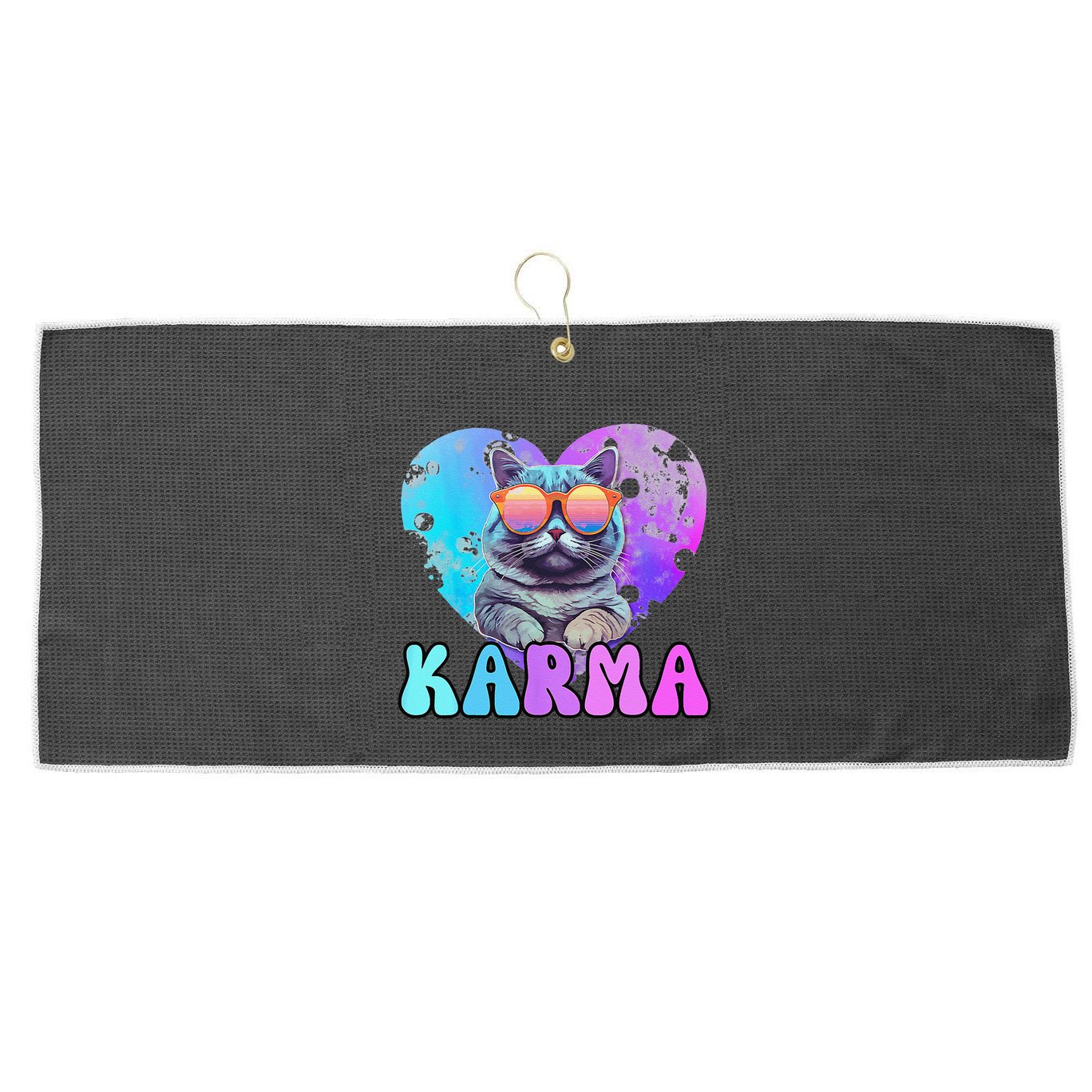 Karma Groovy Letters Concert Summer Funny Heart Cat Lover Large Microfiber Waffle Golf Towel