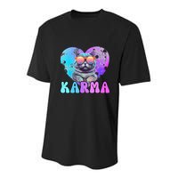 Karma Groovy Letters Concert Summer Funny Heart Cat Lover Youth Performance Sprint T-Shirt