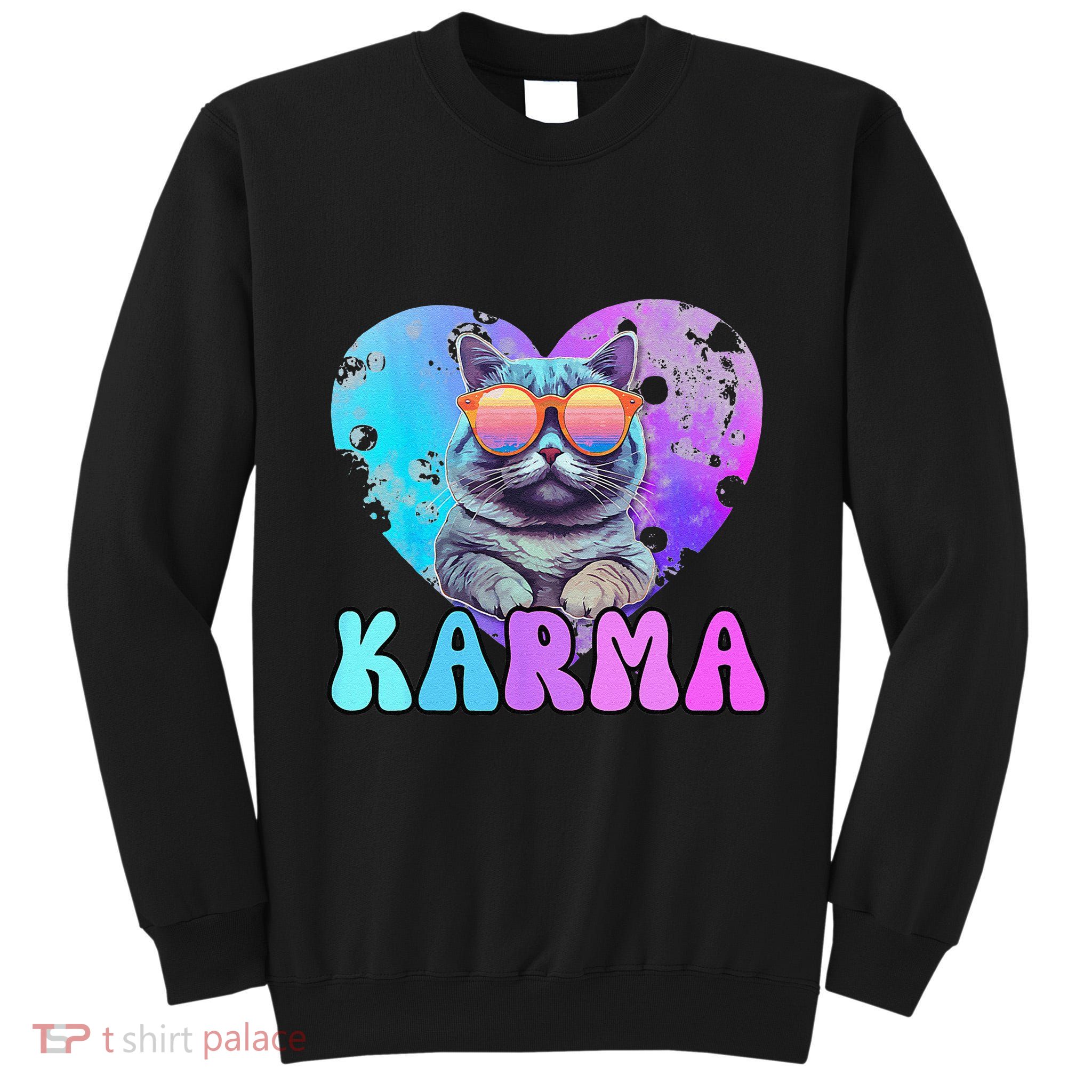 Karma Groovy Letters Concert Summer Funny Heart Cat Lover Tall Sweatshirt