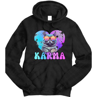 Karma Groovy Letters Concert Summer Funny Heart Cat Lover Tie Dye Hoodie