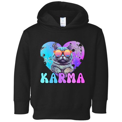 Karma Groovy Letters Concert Summer Funny Heart Cat Lover Toddler Hoodie