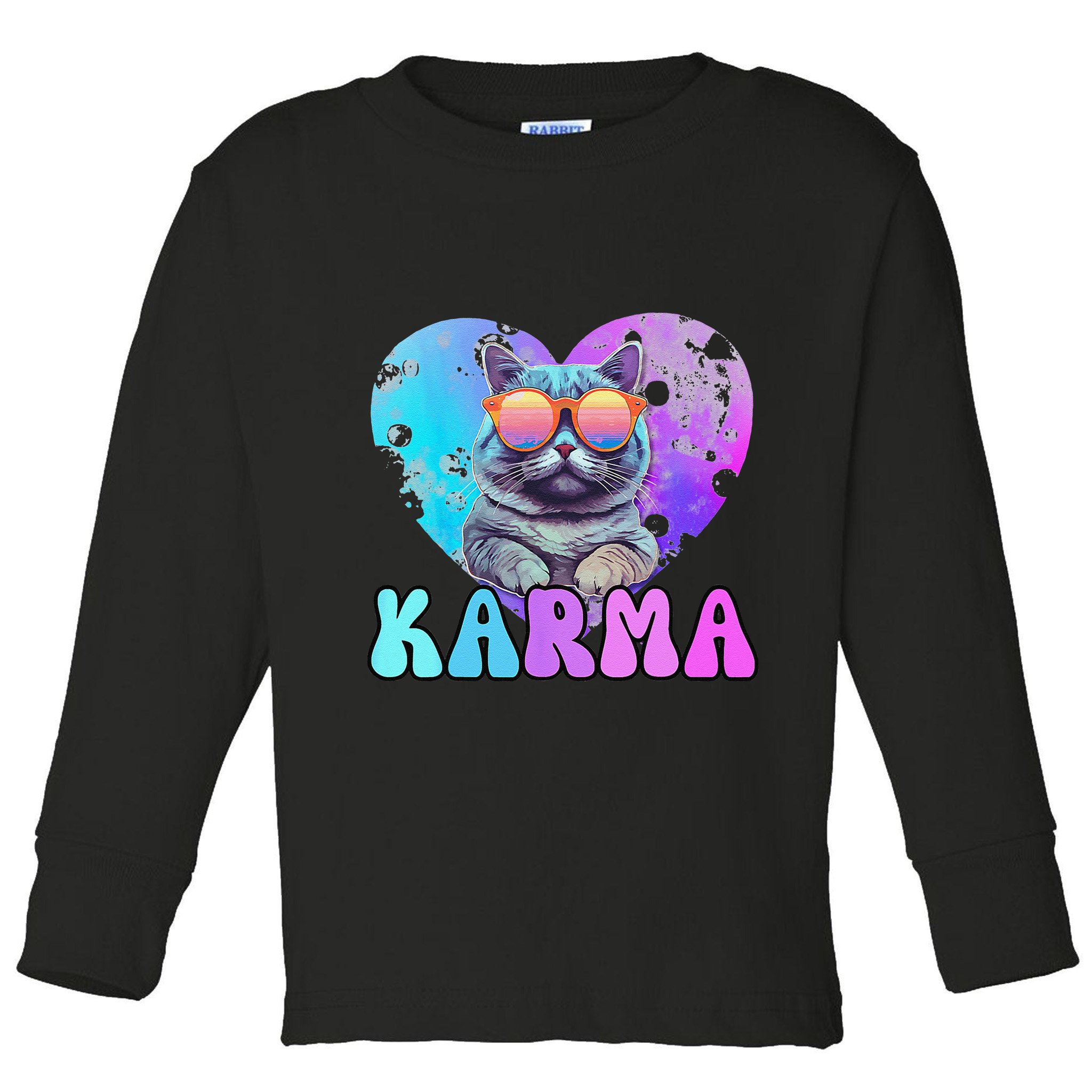 Karma Groovy Letters Concert Summer Funny Heart Cat Lover Toddler Long Sleeve Shirt