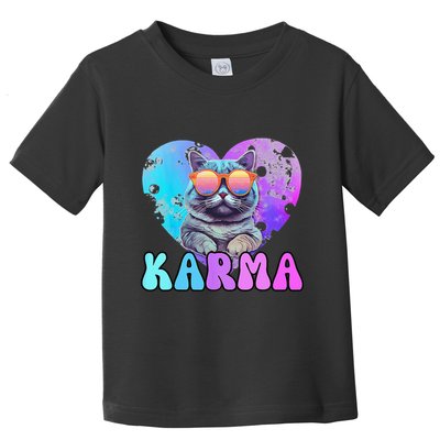 Karma Groovy Letters Concert Summer Funny Heart Cat Lover Toddler T-Shirt