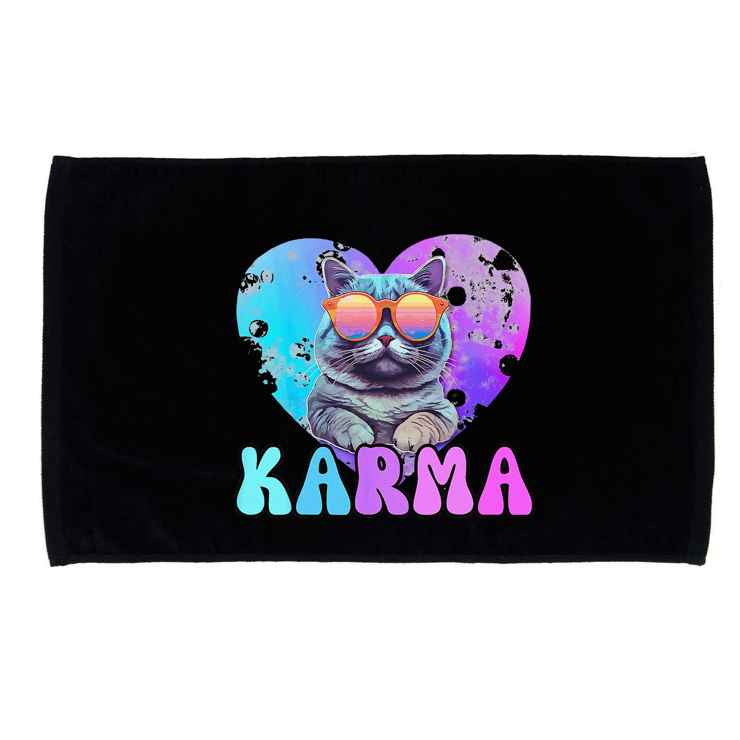 Karma Groovy Letters Concert Summer Funny Heart Cat Lover Microfiber Hand Towel