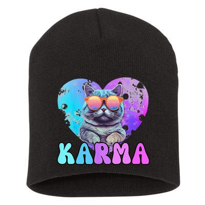 Karma Groovy Letters Concert Summer Funny Heart Cat Lover Short Acrylic Beanie