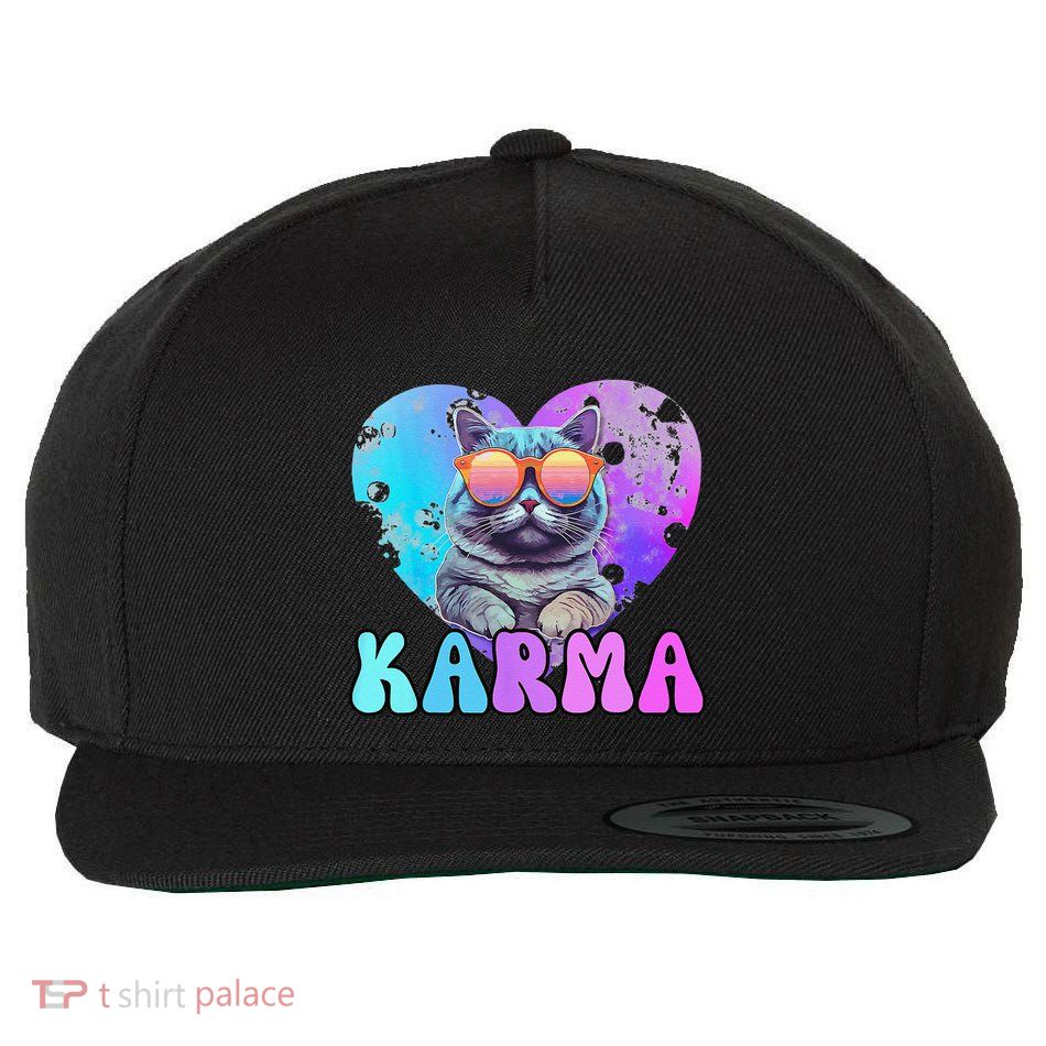 Karma Groovy Letters Concert Summer Funny Heart Cat Lover Wool Snapback Cap